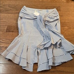 Wayf Asymmetrical Skirt with Blue and White Stripes